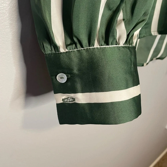 Women’s Long Sleeved collared shirt white/green stripes size Small - Picture 3 of 5